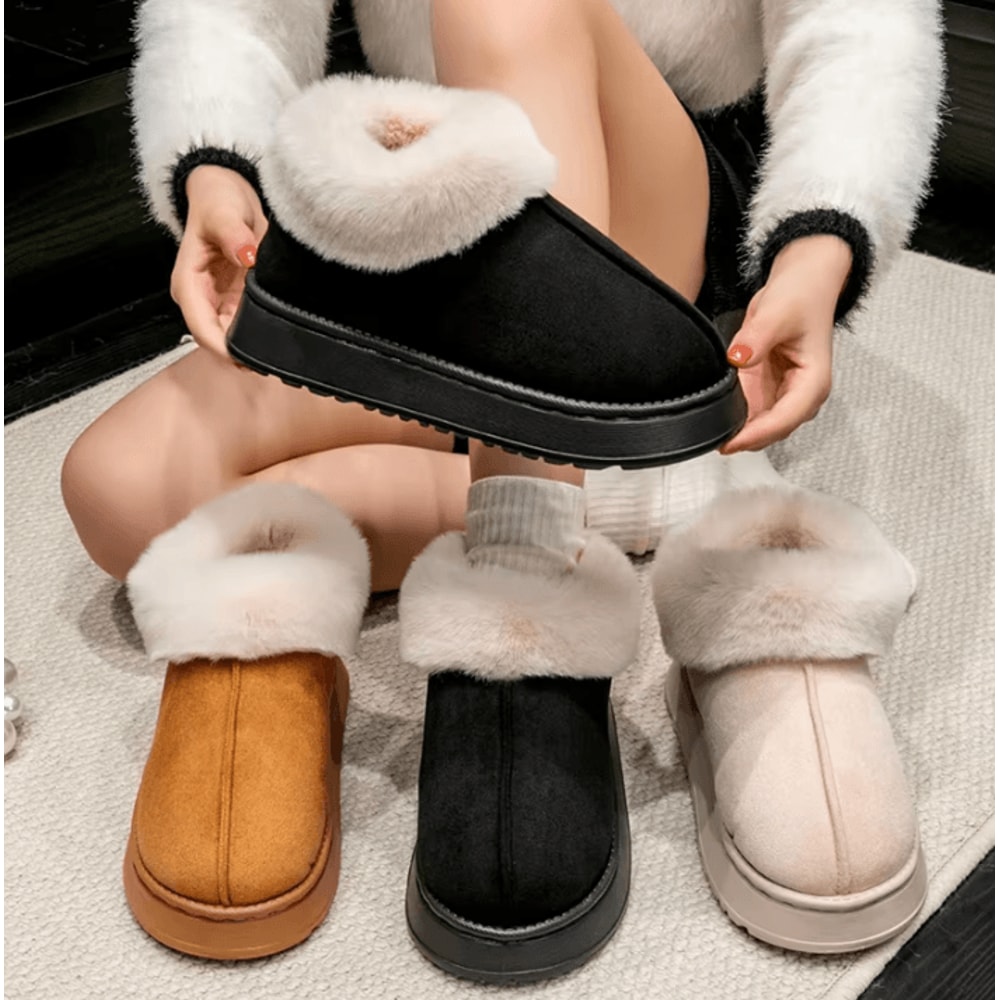 Cozy Faux Fur Winter Boots Fluffy Plush Snow Boots For Women And Men 1