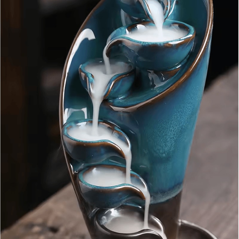 Handmade Torch Design Waterfall Incense Burner Ceramic Censer For Creative Home Decor 2