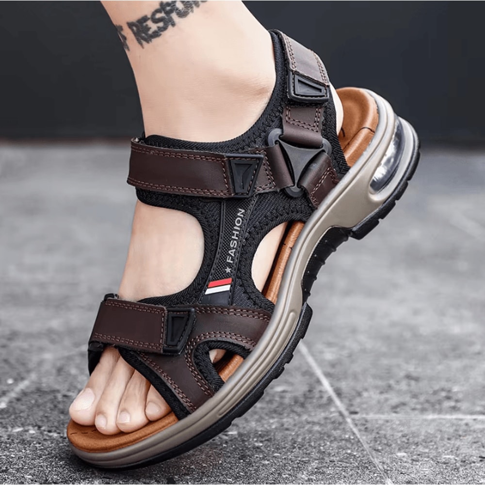 Mens Genuine Leather Roman Sandals Summer Beach And Outdoor Comfort Size 46 2