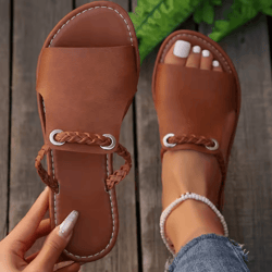 2026 womens square head cross strap flat summer sandals – casual beach slippers