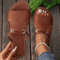 2026 Womens Square Head Cross Strap Flat Summer Sandals Casual Beach Slippers 0
