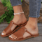 2026 Womens Square Head Cross Strap Flat Summer Sandals Casual Beach Slippers 2