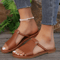 2026 Womens Square Head Cross Strap Flat Summer Sandals Casual Beach Slippers 2