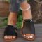 2026 Womens Square Head Cross Strap Flat Summer Sandals Casual Beach Slippers 3