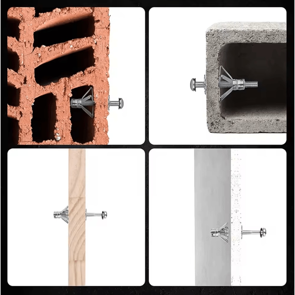 Heavy Duty Hollow Wall Anchors With Metal Fixing Screw Gun Strong Plasterboard Support 2