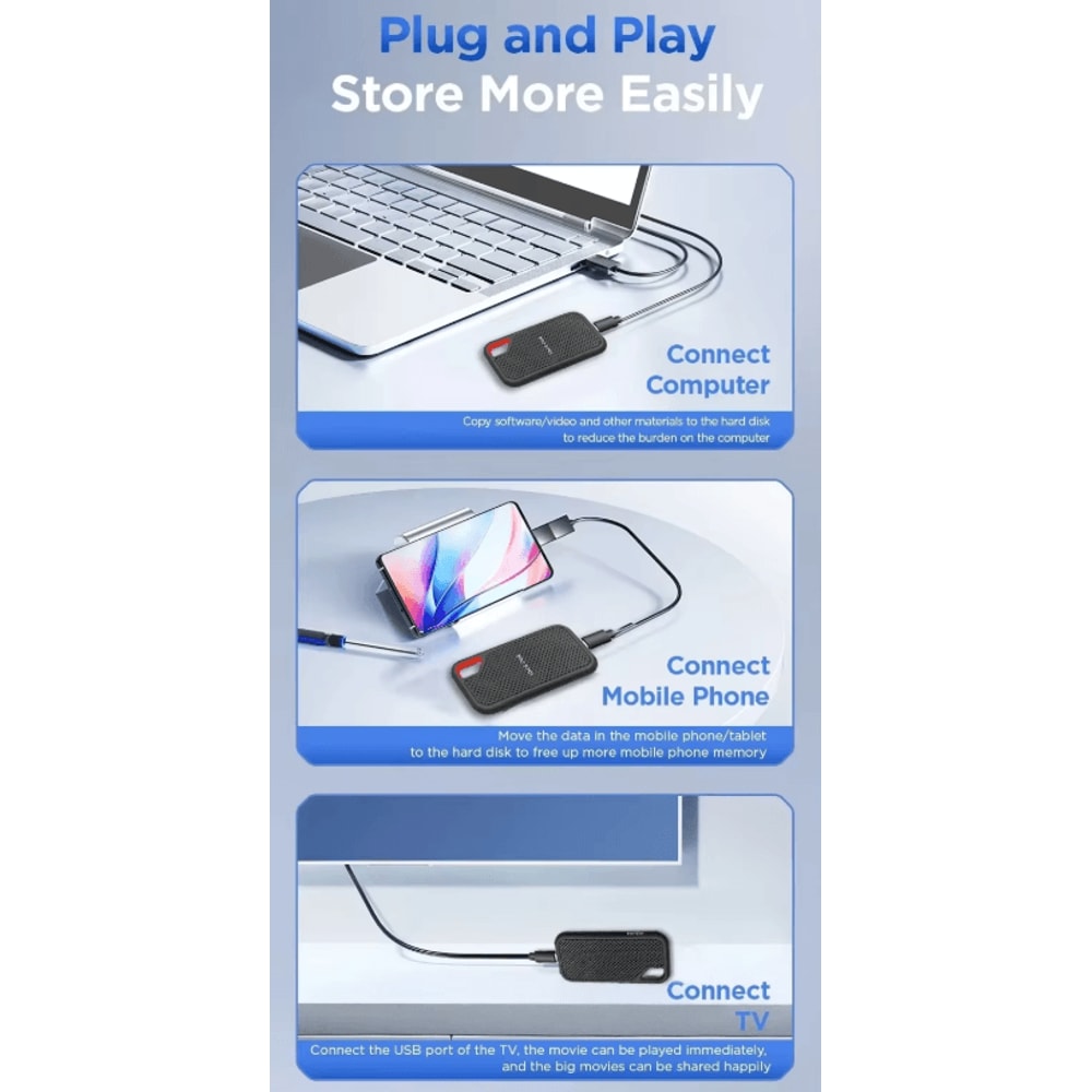 High Speed Portable SSD 128TB256TB External USBC Storage Drive For Laptop And PC 1