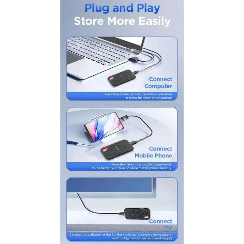 High Speed Portable SSD 128TB256TB External USBC Storage Drive For Laptop And PC 1