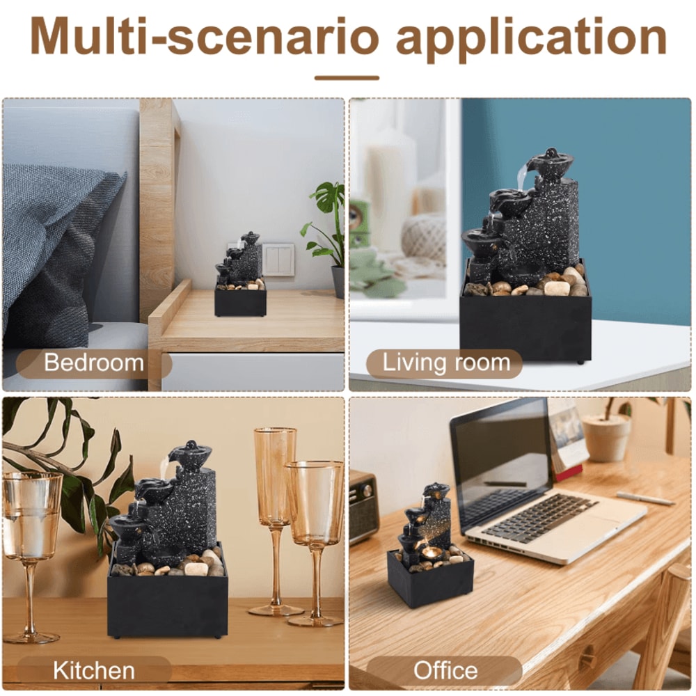 Tabletop Waterfall Fountain With Soft Lights Relaxation And Meditation Home Decor 3