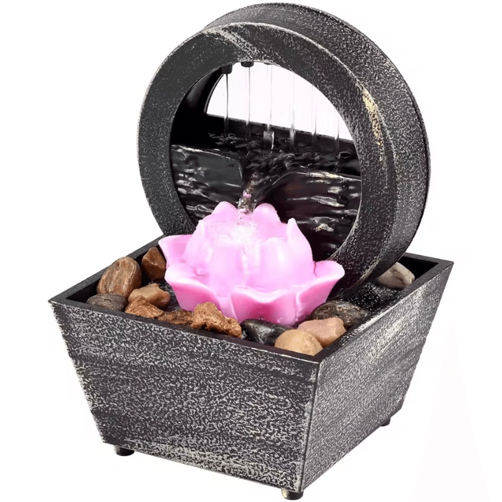 Tabletop Waterfall Fountain With Soft Lights Relaxation And Meditation Home Decor 12