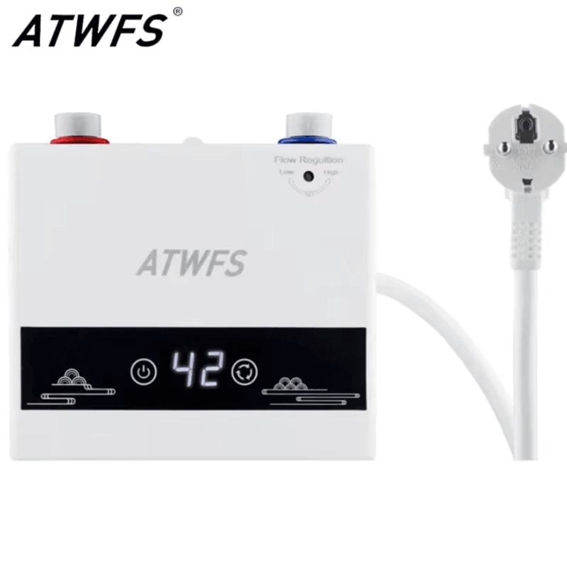 ATWFS Instant Electric Water Heater 220V 4600W EU Plug Portable Hot Water Heater For Bathroom And K 0