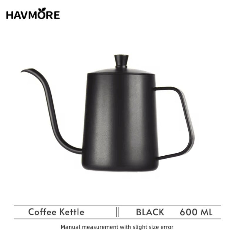 304 Stainless Steel Gooseneck Coffee Kettle 600ml Barista PourOver Espresso Tea Kettle 6
