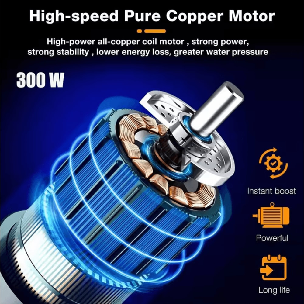 300W 30Bar Cordless High Pressure Car Washer Portable Rechargeable Spray Water Gun With Foam Gener 1