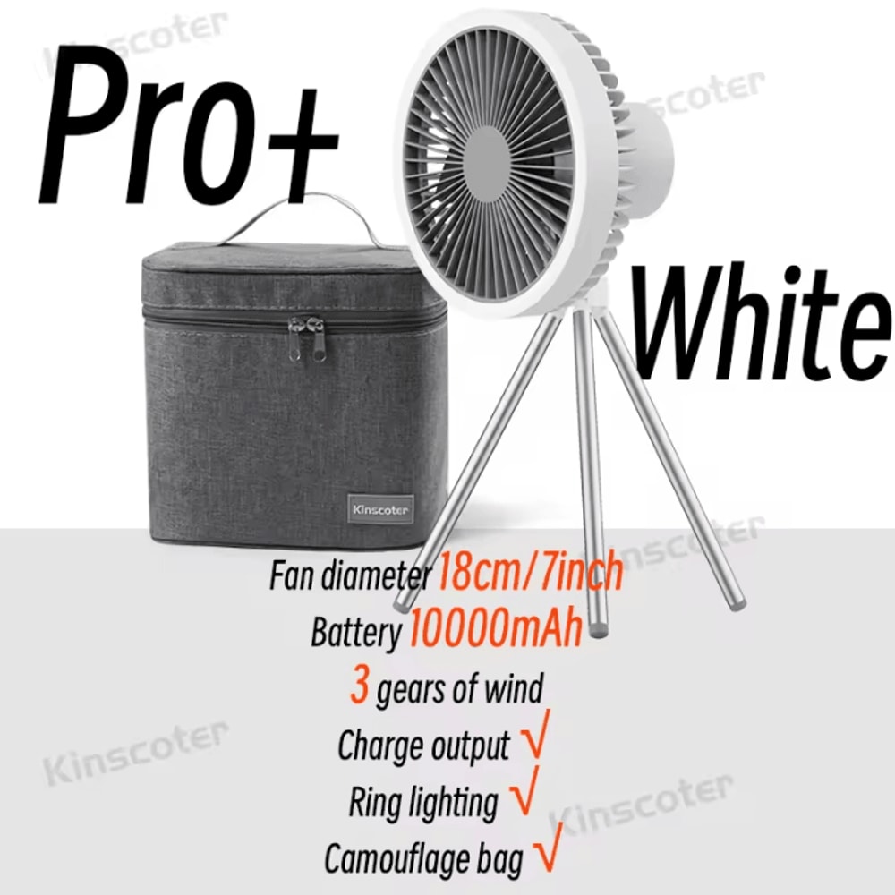 Rechargeable Portable Camping Fan Cordless Desktop And Ceiling Fan With Power Bank And LED Light 12