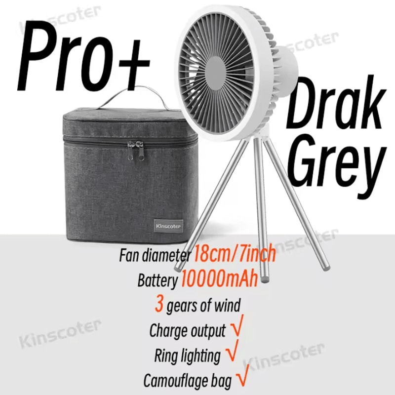 Rechargeable Portable Camping Fan Cordless Desktop And Ceiling Fan With Power Bank And LED Light 13