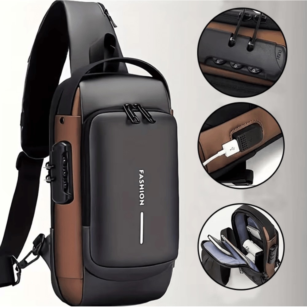 Mens AntiTheft Chest Bag Durable Oxford Fabric Crossbody Backpack For Motorcycle And Casual Sports 0