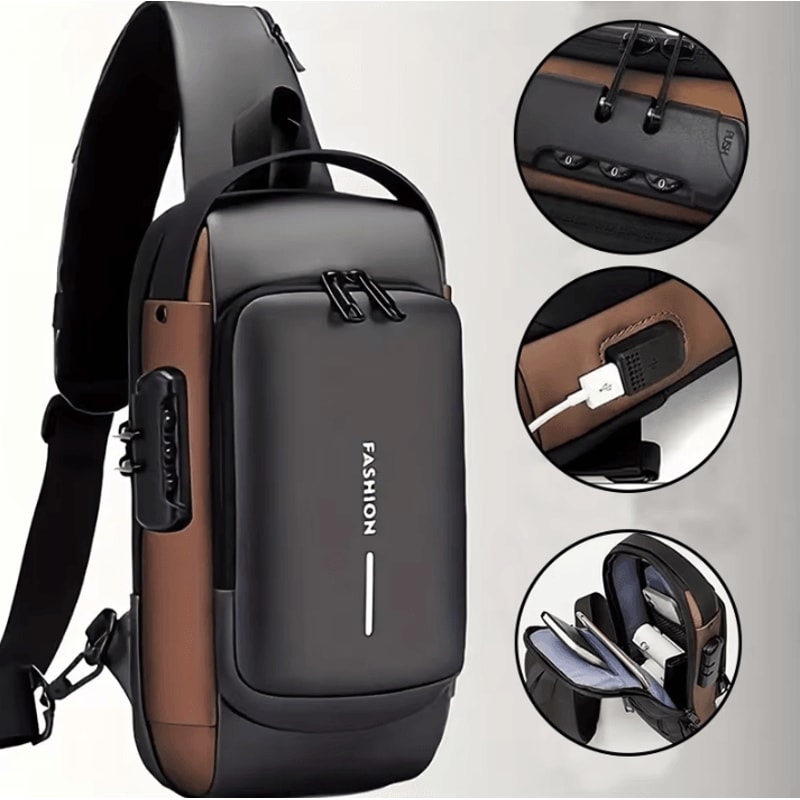 Mens AntiTheft Chest Bag Durable Oxford Fabric Crossbody Backpack For Motorcycle And Casual Sports 0