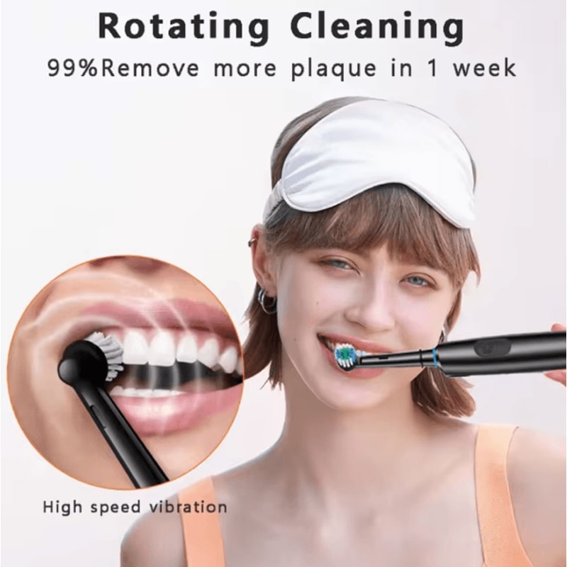 Rechargeable Electric Toothbrush With Rotary Action 8 Soft Brush Heads Oral Care Set 3