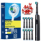 Rechargeable Electric Toothbrush With Rotary Action 8 Soft Brush Heads Oral Care Set 7