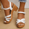 Womens Braided High Heels Chunky Platform Sandals Summer Ankle Strap Vacation Shoes 3