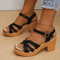 Womens Braided High Heels Chunky Platform Sandals Summer Ankle Strap Vacation Shoes 6