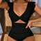 Womens Contrast Mesh One Piece Swimsuit VNeck Backless Tummy Control High Cut Swimwear 1