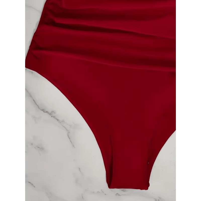 Womens Contrast Mesh One Piece Swimsuit VNeck Backless Tummy Control High Cut Swimwear 3