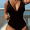 Womens Contrast Mesh One Piece Swimsuit VNeck Backless Tummy Control High Cut Swimwear 10