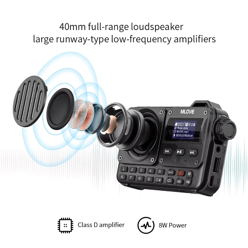 MLOVE BV800 SuperPortable Bluetooth Speaker FM Radio And MP3 Player With LCD Display 1