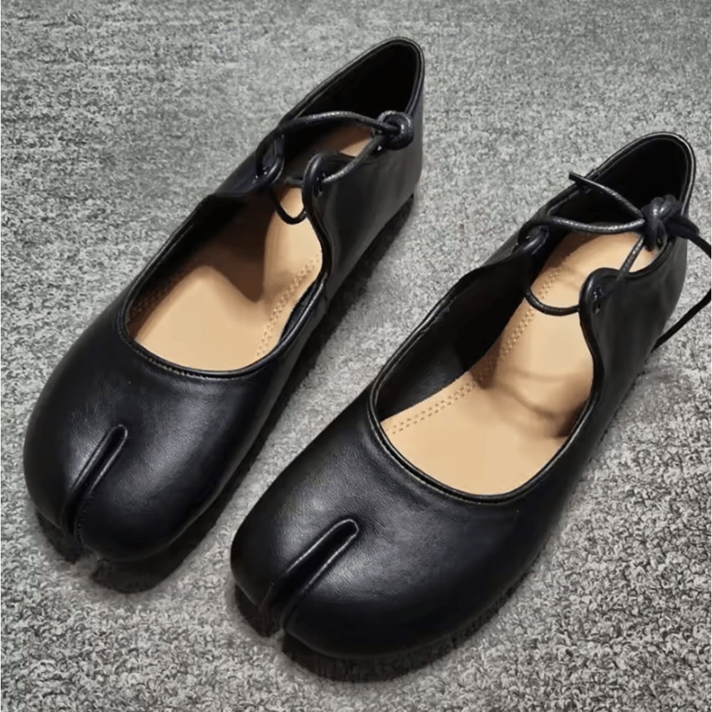 Womens Soft Leather Split Toe Tabi Ballet Flats Comfortable Casual Loafers For Spring And Autumn 10