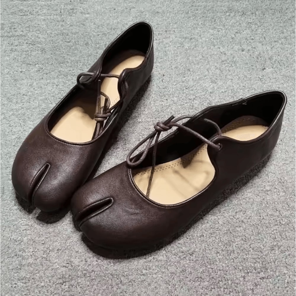Womens Soft Leather Split Toe Tabi Ballet Flats Comfortable Casual Loafers For Spring And Autumn 11