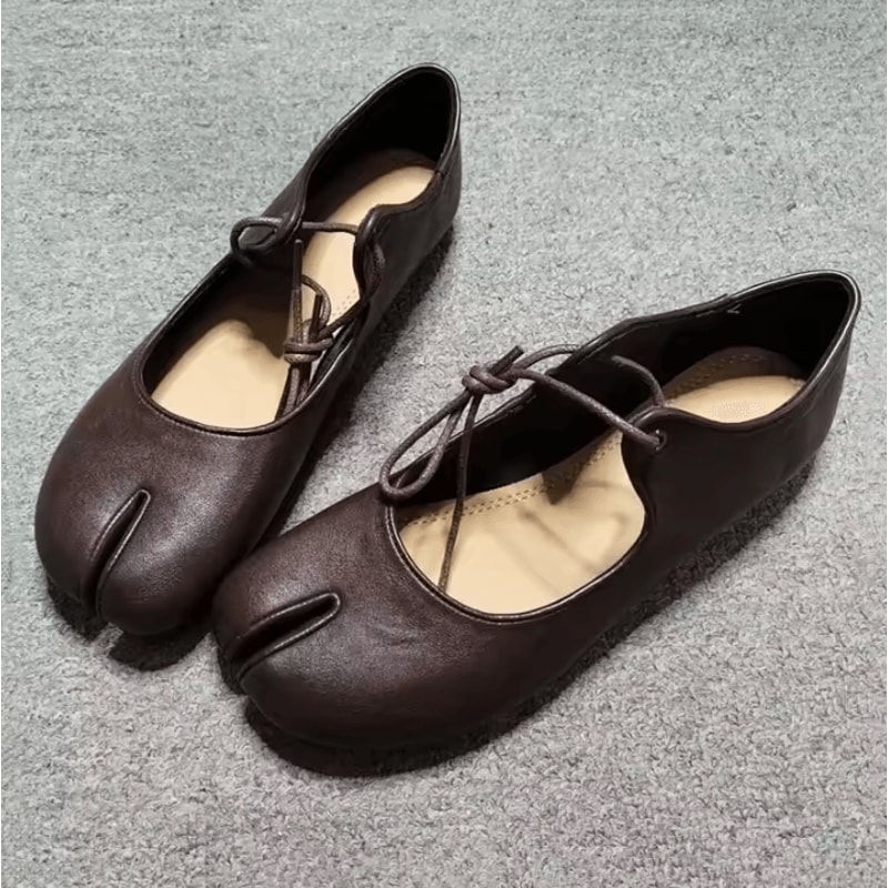 Womens Soft Leather Split Toe Tabi Ballet Flats Comfortable Casual Loafers For Spring And Autumn 11