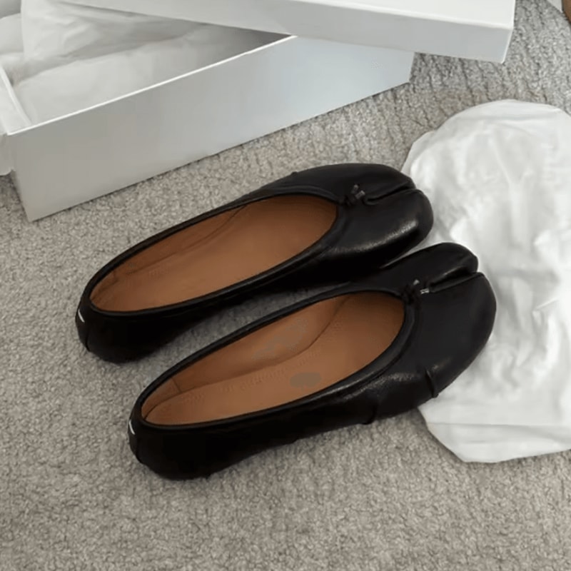 Womens Soft Leather Split Toe Tabi Ballet Flats Comfortable Casual Loafers For Spring And Autumn 2