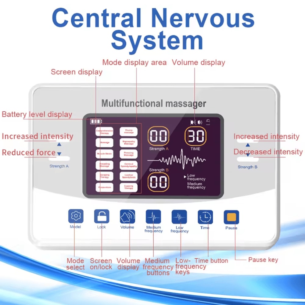 12Mode TENS EMS Muscle Stimulator Electronic Pulse Massager For Pain Relief And Muscle Therapy 1