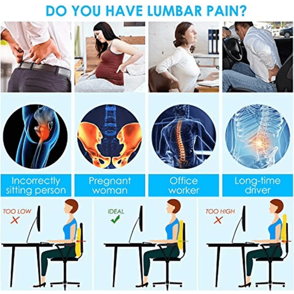 Memory Foam NonSlip Car Seat Cushion Soft Comfortable Support For Car Office And Gaming Chairs 4