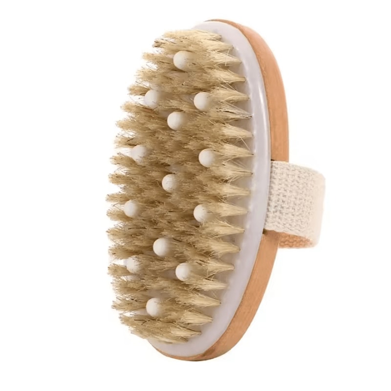 2in1 Natural Bristle Body Massage Brush Dry Skin Exfoliator And AntiCellulite Circulation Massager 8