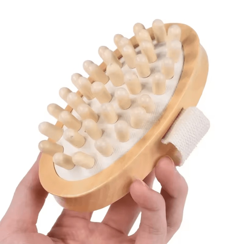 2in1 Natural Bristle Body Massage Brush Dry Skin Exfoliator And AntiCellulite Circulation Massager 12