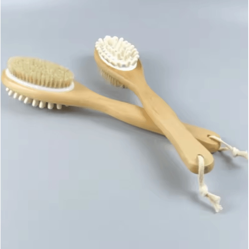 2in1 Natural Bristle Body Massage Brush Dry Skin Exfoliator And AntiCellulite Circulation Massager 14