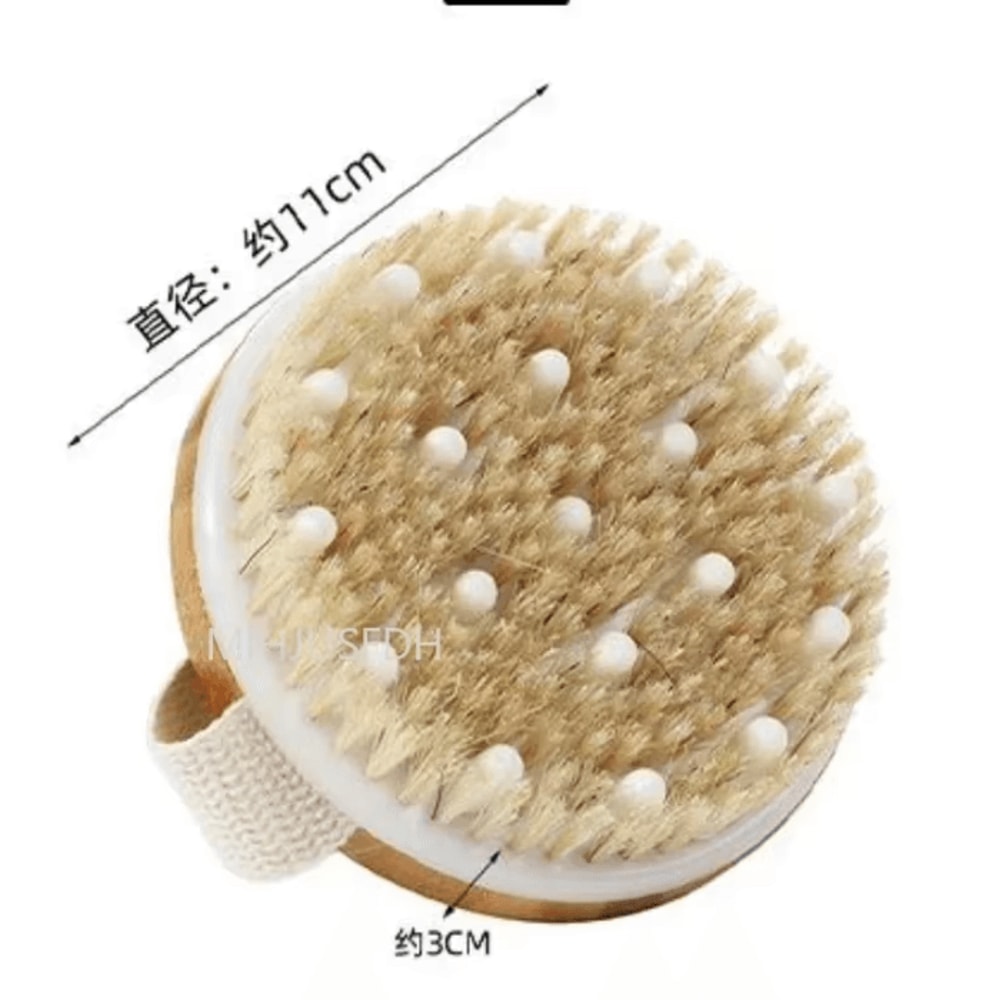 2in1 Natural Bristle Body Massage Brush Dry Skin Exfoliator And AntiCellulite Circulation Massager 4