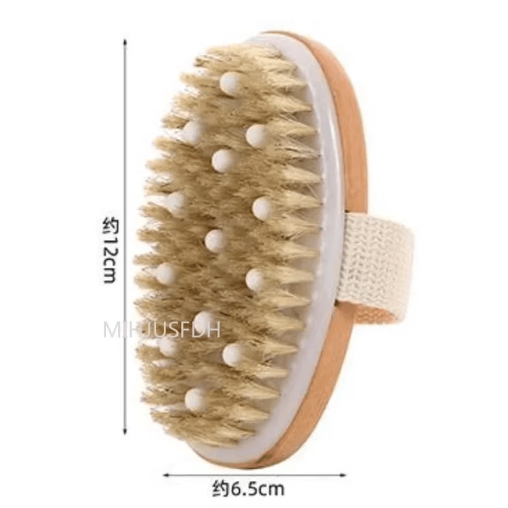 2in1 Natural Bristle Body Massage Brush Dry Skin Exfoliator And AntiCellulite Circulation Massager 5
