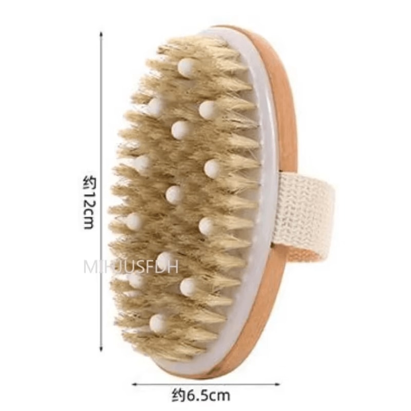 2in1 Natural Bristle Body Massage Brush Dry Skin Exfoliator And AntiCellulite Circulation Massager 5