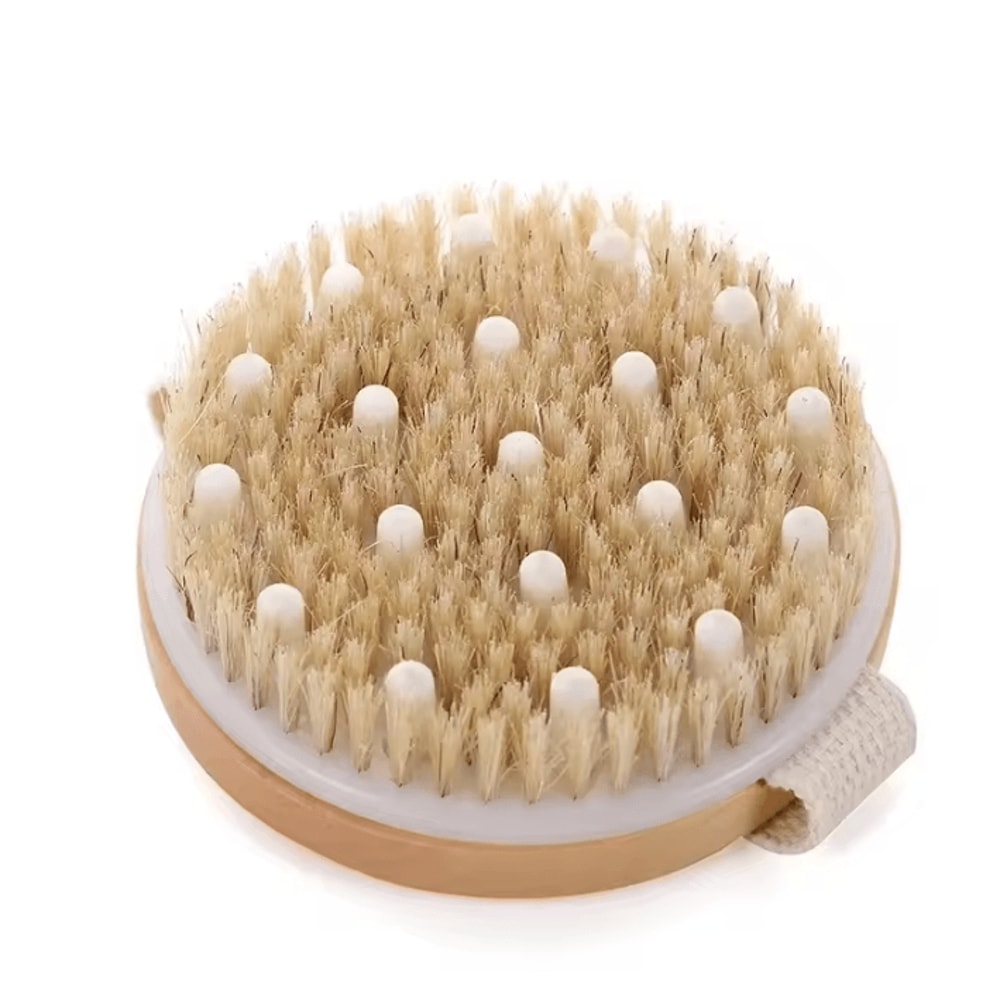 2in1 Natural Bristle Body Massage Brush Dry Skin Exfoliator And AntiCellulite Circulation Massager 6