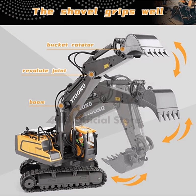 4WD Remote Control Excavator And Bulldozer RC Construction Vehicle Toy Alloy Dump Truck For Kids 4