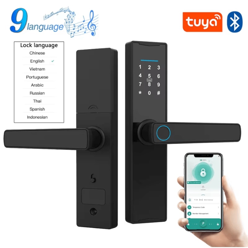 Smart Bluetooth Door Lock Tuya App Compatible Biometric Fingerprint Electronic Home Lock 0