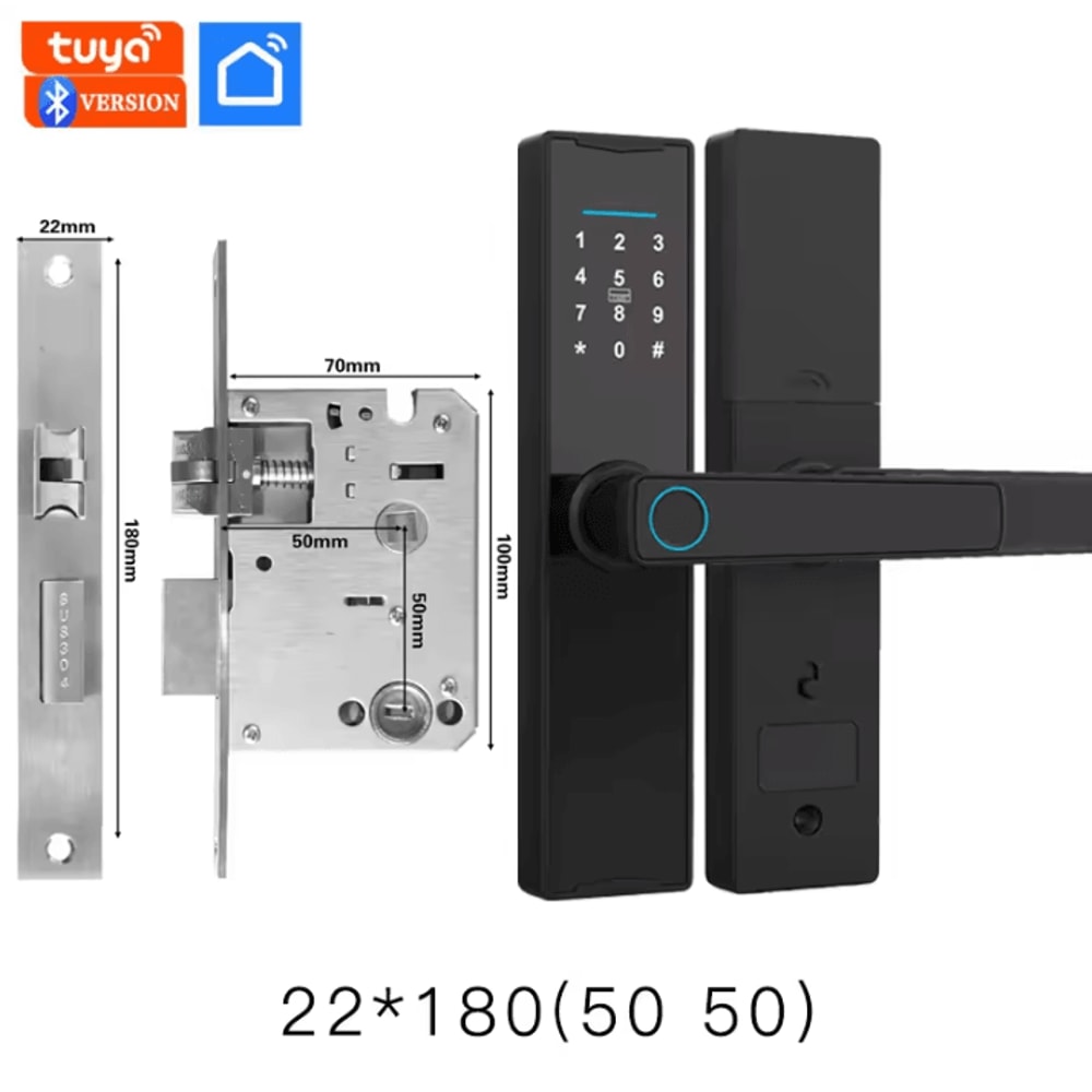 Smart Bluetooth Door Lock Tuya App Compatible Biometric Fingerprint Electronic Home Lock 10