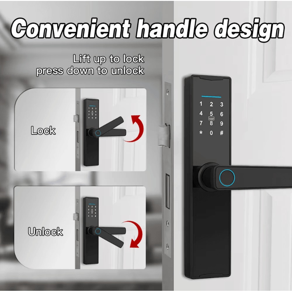 Smart Bluetooth Door Lock Tuya App Compatible Biometric Fingerprint Electronic Home Lock 3