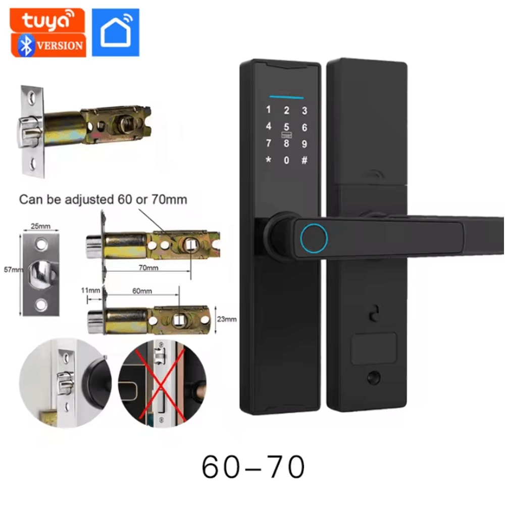 Smart Bluetooth Door Lock Tuya App Compatible Biometric Fingerprint Electronic Home Lock 5