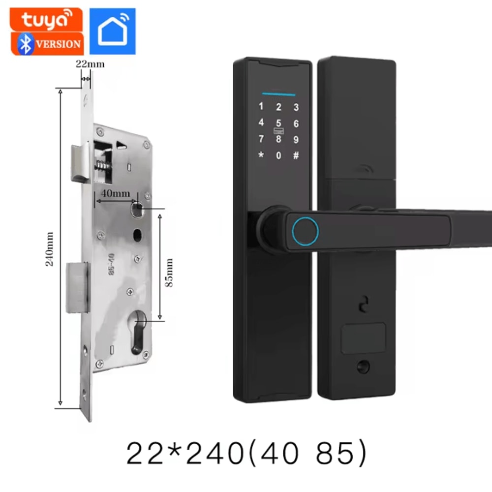 Smart Bluetooth Door Lock Tuya App Compatible Biometric Fingerprint Electronic Home Lock 18