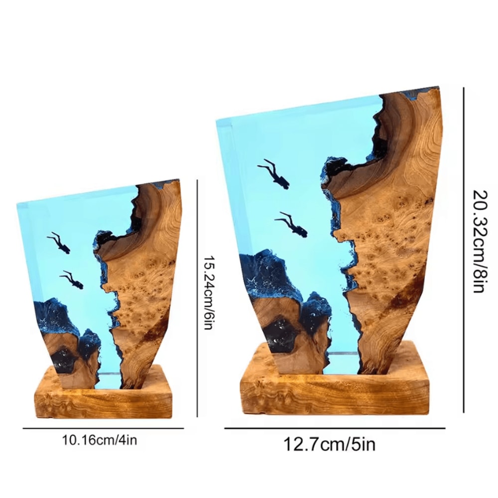 Seabed Exploration Resin Diver Table Light Underwater Night Lamp For Bedroom And Office Decor 4