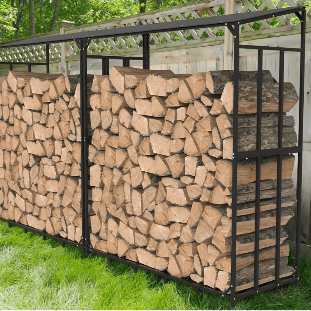 Extra Large Tall Outdoor Firewood Rack With Waterproof Cover Heavy Duty Strong Stand For Garden An 1