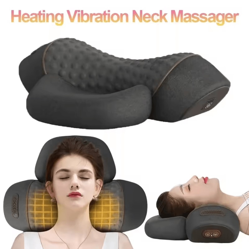 Electric Cervical Massage Pillow Hot Compress And Vibration Neck Traction Relaxation Pillow With S 1